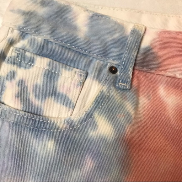 NWT Pacsun Womens Cut Off Denim Shorts Size 27 Tie Dye High Raise Festival - Picture 7 of 16